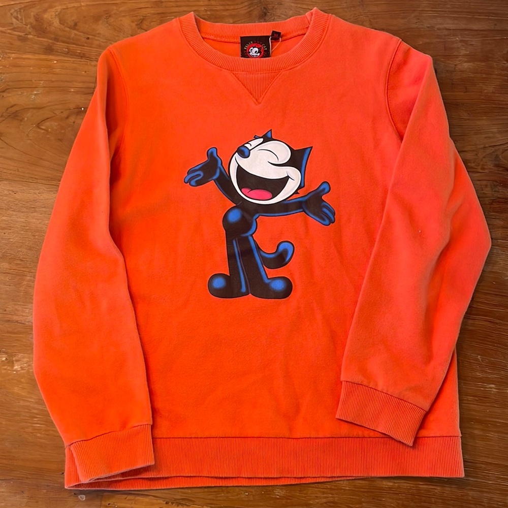 Vintage orange Felix the Cat crewneck sweater. Size S/M